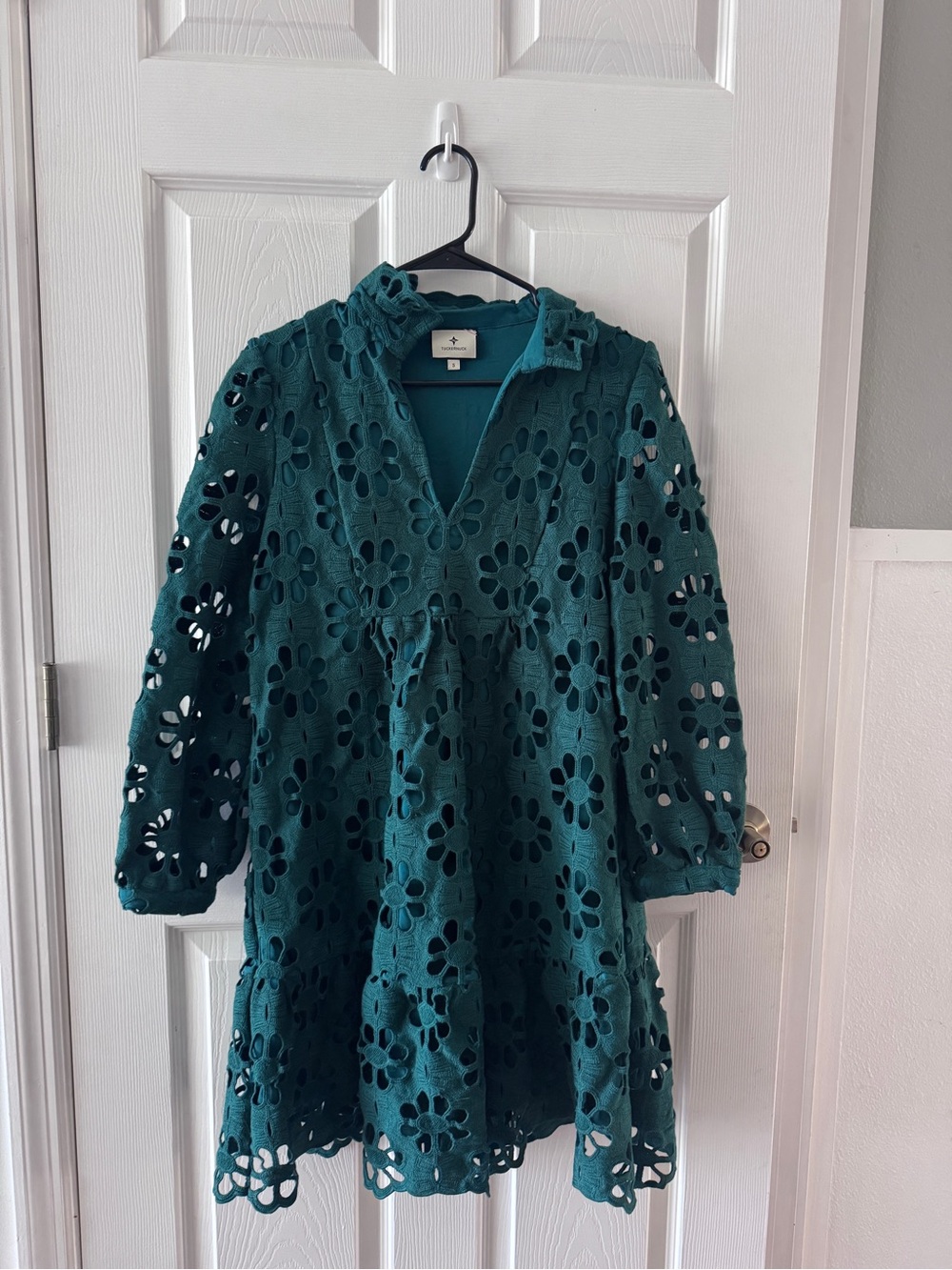 Tuckernuck Teal Eyelet Long-Sleeve Tunic Dress